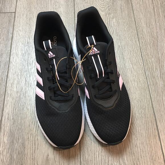 NWT Adidas QT Racer 2.0 Black Pink Cloudfoam Comfort Size 10 Sneakers - Picture 2 of 9